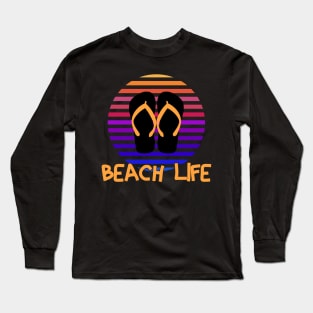 Sunset Retro Beach Life Design Long Sleeve T-Shirt